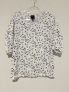 Alice Ritter Brooklyn star print 3/4 sleeve top white size medium